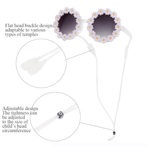 Round Flower Sunglasses for Girls with Strap Girls Flower Shaped Cute Glasses UV 400 Protection Outdoor Beach Girl Boy3
