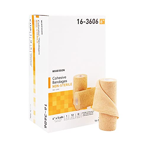 Mckesson Cohesive Bandage, Non-Sterile, Self-Adherent Closure, Tan, 6 In X 5 Yds, 1 Count, 12 Packs, 12 Total #TOP12