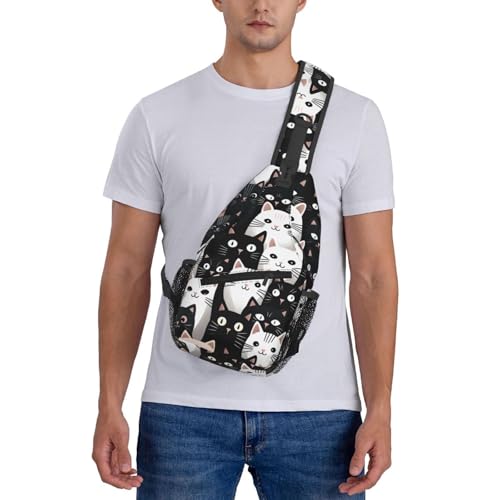 Bolso bandolera con estampado de gato para mujeres y hombres miniatura 7
