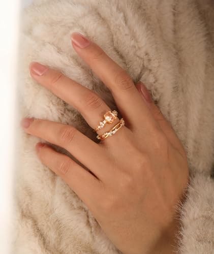 Gold Rings for Women that Don't Tarnish Cubic Zirconia Ring Stackable Rings for Women Dainty 14K Gold Plated Rings Set Wedding Bands for Women Gold Jewelry Ring Size 6 7 8 9 103