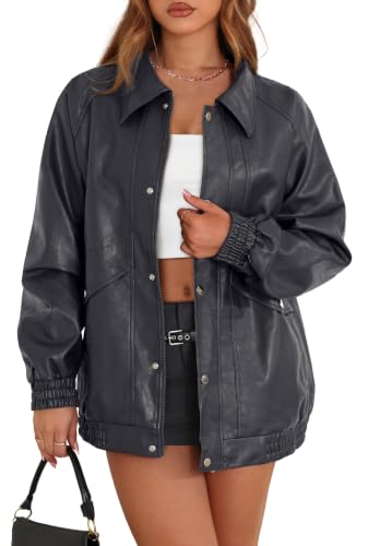 XIEERDUO Y2K Faux Leather Bomber