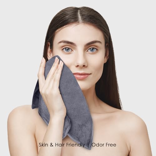 Image of HOUSSE Microfiber Face Towels | Ultra Absorbent, Odour-Free, Quick Dry 450 GSM Face Towel for Home, Gym, Travel, Running and Personal Use | 30x30 cm | Set of 4 in One Colour (Steel Grey, Pack of 4)