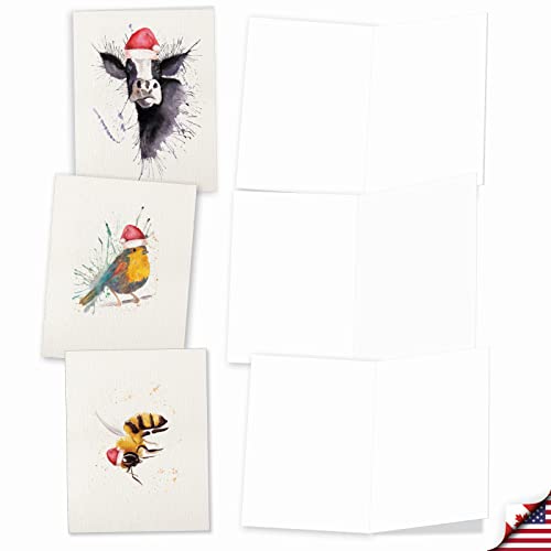 Image of The Best Card Company Variety Pack of 10 Christmas Greeting Cards with Envelopes, Humor Holiday Assortment for Men and Women (10 Designs, 1 Each) - Wildlife Expressions Holiday M2973XSB