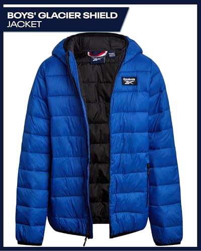 Image of Reebok Boys Winter Coat - Lightweight Insulated Puffer Jacket - Wind & Water Resistant Quilted Hooded Winter Jacket for Boys