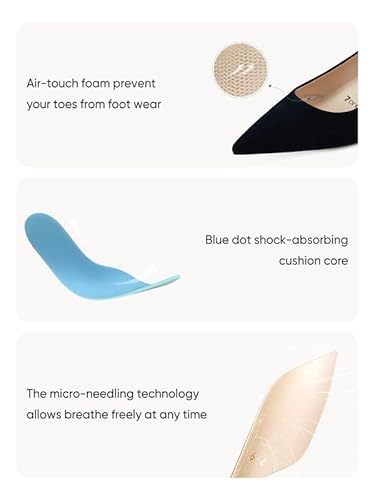 7Or9 Black Heels For Women Classic Pointed Toe Low Chunky Heels Pump Dressy Air-Touch Foam Shoes - 2.75 Inch #TOP1