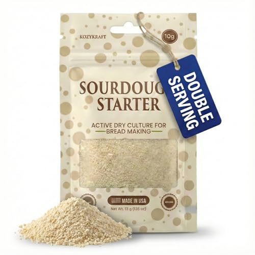 Sourdough Starter Culture – Dehydrated Wild Dry Yeast for Baking Homemade Artisan Bread – Organic, Non-GMO, Fresh, Long-Lasting &amp; Beginner-Friendly (10 Grams)