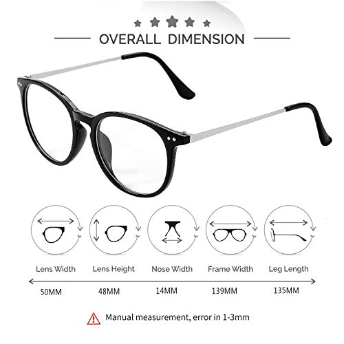 Image of Kursan Non Prescription Clear Lens Fake Glasses for Women Men Retro Round Plastic Frame Eyeglasses