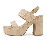 Soda “Home” ~ Women Round Toe Raffia Upper High Heel Platform Wedge Sandal with Adjustable Ankle Strap (Beige Raffia, us_footwear_size_system, adult, women, medium, 7.5)