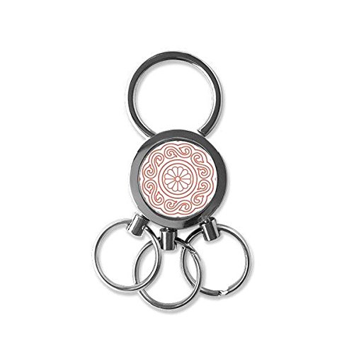Porte-clés fleur rouge d'art abstrait motif rond