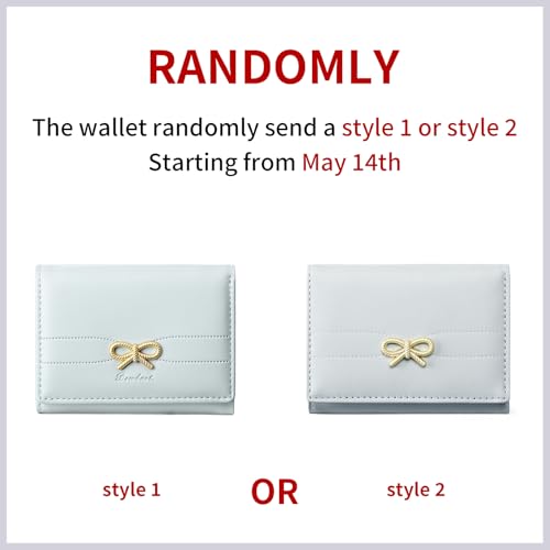 Image of RNIEGA Small Wallets Girls Cute Coquette Bow Wallet Women Aesthetic Credit Card Holder with ID Window, LIght Blue
