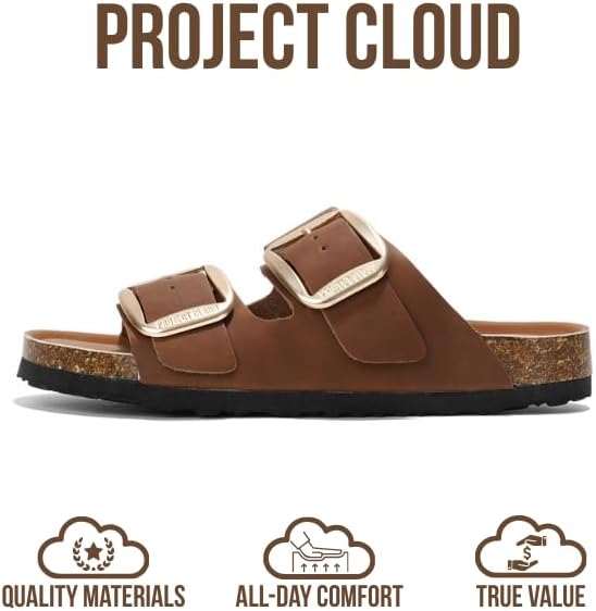 Project Cloud 100% Genuine Leather Flat Sandals for Women 2026 Comfortable Beach Essentials Womens Sandals Memory Foam Vacation Essentials Slides for Women Footwear (Santorini) - Image 4