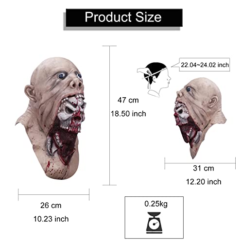Molezu Tongue Sticking Out Zombie Mask Horror Gruesome Parasite Costume,Scary Ghoulish For Hallowee Decorations #TOP3