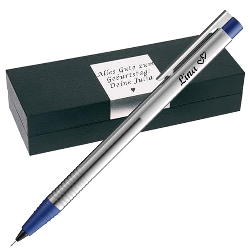 Juwelier Schönschmied L A M Y logo Druckbleistift mit Gravur als Geschenk | Geschenkverpackung inklusive Wunschgravur | 0,7 mm (L A M Y m40) Feinstrichmine | hochwertiger Edelstahl | PS321