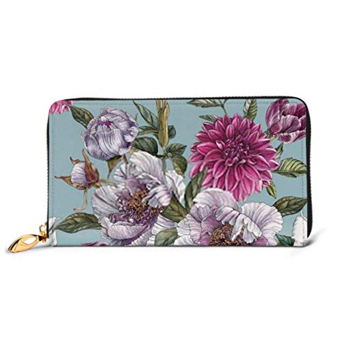 Preisvergleich Produktbild JHGFG Mode Handtasche Reißverschluss Brieftasche Floral Seamless Pattern Aquarell Pfingstrosen Stechapfel Telefon Clutch Geldbörse Abendkupplung Blocking Leder Brieftasche Multi Car