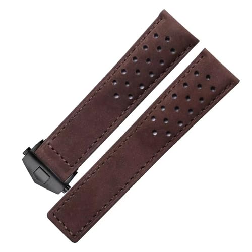 JVEIWAD Correa de reloj ventilada de piel de becerro auténtica, compatible con Tag Heuer Aquaracer Carrera, pulsera MONACO for hombre, 20 mm, 22 mm y 24 mm.(Dark brown-black,20mm) JVEIWAD Correa de reloj ventilada de piel de becerro auténtica, compatible con Tag Heuer Aquaracer Carrera, pulsera MONACO for hombre, 20 mm, 22 mm y 24 mm.(Dark brown-black,20mm)