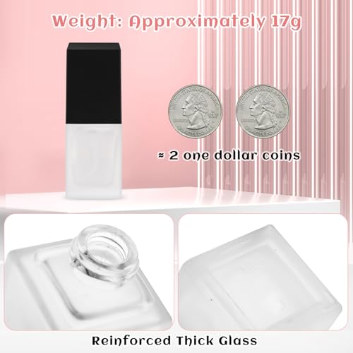 6 Pack 15ml Thick Frosted Glass Pump Bottles with Black Pump Head, Empty Square Cosmetic Containers for Foundation, Lotion, Serum, Essential Oil3