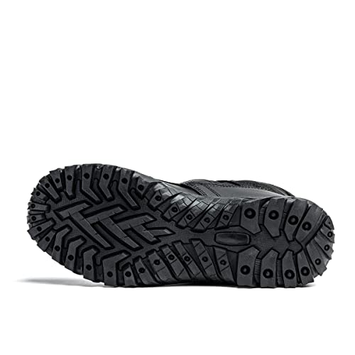 Vemont Hochwertige Leder-Militärstiefel, wasserdicht und einsatzbereit Kampfstiefel für taktische Einsätze und Outdoor-Aktivitäten (Schwarz, EU Schuhgrößensystem, Erwachsene, Numerisch, M, 43)