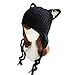 BIKMAN Cute Cat Ears Knit Hat Ear Flap Crochet Beanie Hat Black