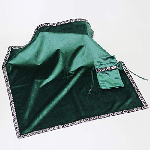 Baoblaze Altar Tarot tafelkleed, 26 x 26 inch waarzeggerij Wicca fluwelen doek met Tarot zakje - groen - Image 8
