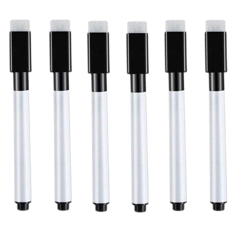 KRYTONE.Fx®Black Magnetic Whiteboard Pen Marker Erasable Marker Office School Stationery Supplies (6 BLACK MARKER)
