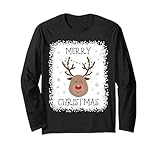 Bleached Rudolph Face Reindeer Merry Christmas tee