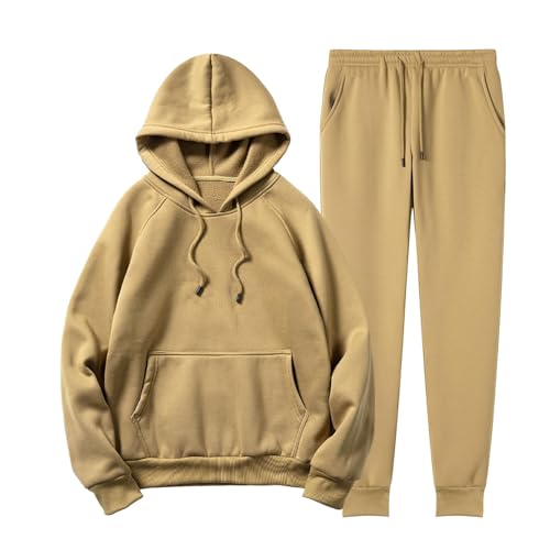 Two Piece Outfits Sweatsuits for Men Set Raglan Long Sleeve Pockets Hoodies and Sweatpants Sets Casual Loose Suits