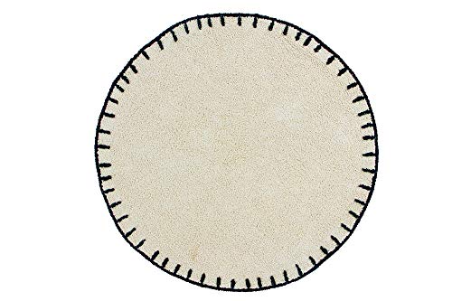 Happy Decor Kids - Alfombra Sky Shades Hecha a Mano, Alfombra Elaborada en 100% Algodón Reciclado de Pelo Corto y Pespunte - Color Beige y Negro -120ø Cover