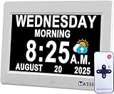 MASSII Upgraded Loud Voice Talking Digital Clock with Time Date, 19 Alarms Custom Reminders, Calendar Clock for Dementia, Auto DST, 10-Levels Auto Dimmer, 8 Colors, Talking Time, with 1.5M Adaptor