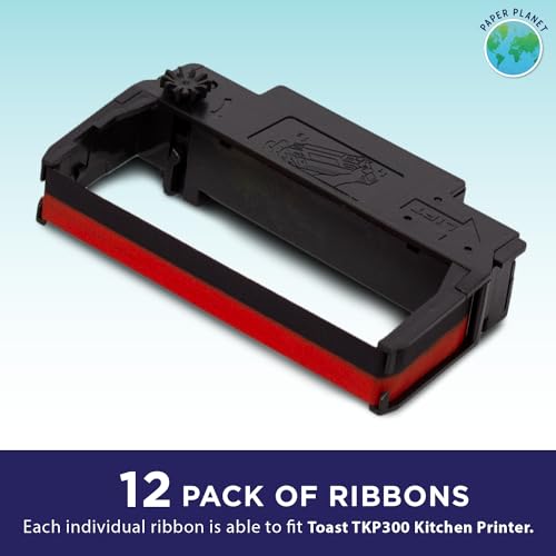 Image of Red and Black Ink Printer Ribbons for Toast Kitchen Printer by Paper Planet | 12 Ribbons | TKP300 SNBC BTP-M300