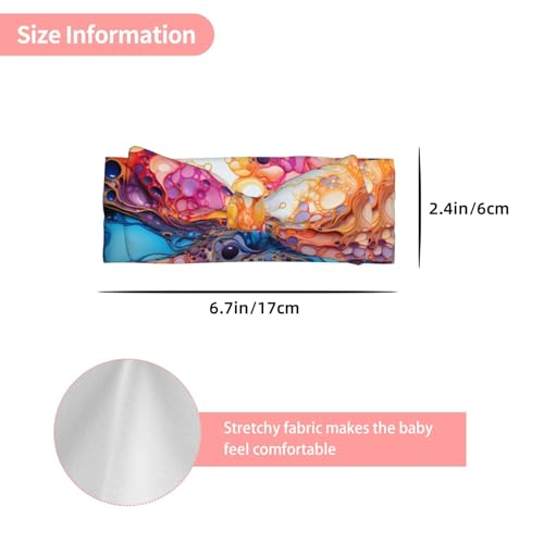 multicolored marbling Baby Bow Headband. Comfortable baby headband, suitable for daily wear and photo props.3