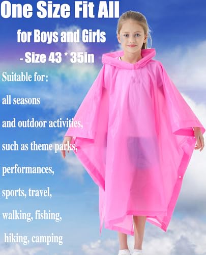 Rain Poncho for Kids(2 Pack) Waterproof Reusable EVA Raincoat One Size Rain Jackets for Children,Boys and Girls4
