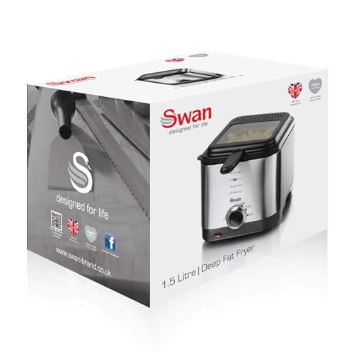 Swan SD6060N 1.5 litre Stainless Steel Fryer with Viewing Window, Non-Stick Coating for Easy Cleaning and Adjustable Thermostat with Indicator Light, Detachable Basket Handle, 900W, Silver - 3