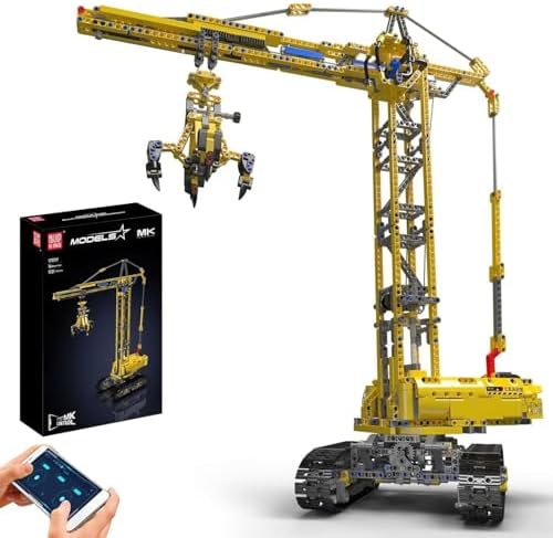 Mould King 17059 Technik Kran Klemmbausteine, 1731 Teile Fernbedienung Turmdrehkran-Spielzeug, Technik Schwerlast Raupenkran Modellbauset