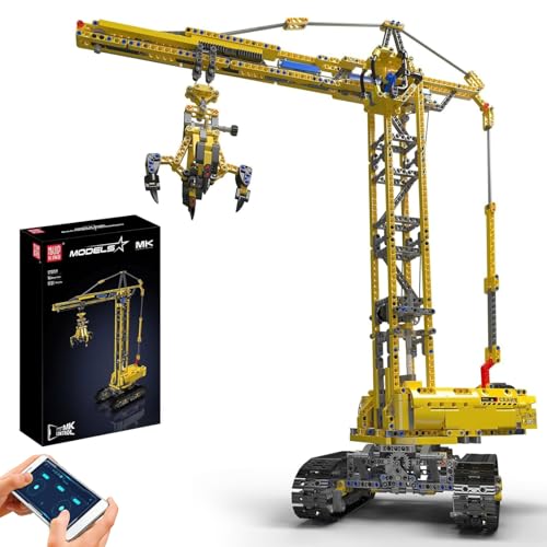 Mould King 17059 Technik Kran Klemmbausteine, 1731 Teile Fernbedienung Turmdrehkran-Spielzeug, Technik Schwerlast Raupenkran Modellbauset
