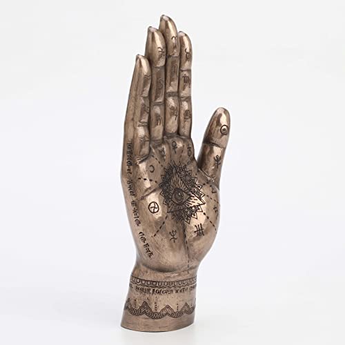 Escultura de mano Hamsa de resina con acabado bronce 9.5 pulg miniatura 3