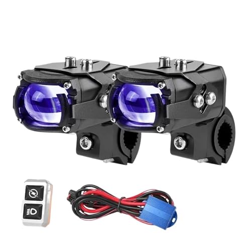 Faros de carretera moto Suzuki focos led antiniebla con ojo de demonio azul inalámbrico