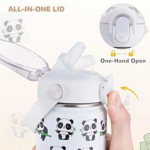 Autsel 550ml Gourde Isotherme avec Paille pour Enfant, Bouteille Isotherme Étanche, Gourde d'eau en Acier Inoxydable – vue 5
