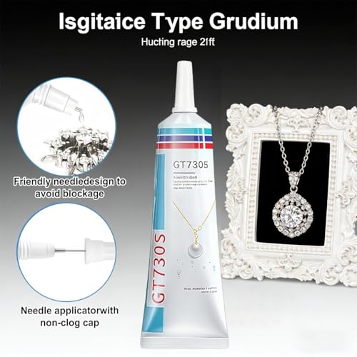 Schmuckkleber Extra Stark Transparent, 2 Stück 60ml Schmucksteinkleber Set mit Präzisionsspitze, Pinzette & Stäbchen – Spezialklebe für präzise Reparieren & DIY Alltag