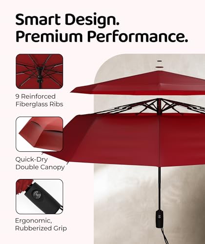 Image of Repel Windproof Travel Umbrella - Compact & Withstands Winds up to 100MPH , Strongest Premium Auto Folding Umbrella for Rain and Sun - Durable, Light & Portable for Women & Men , Fits Backpack & Cars