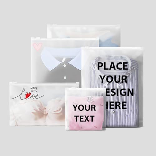 300 PCS Small Plastic Packaging Bags,Multisize Frosted Zipper Storage Bags,Clear Plastic Bags with Vent Holes for for Clothes, T Shirt, Jewelry, Gift (Frosted, Multisize)