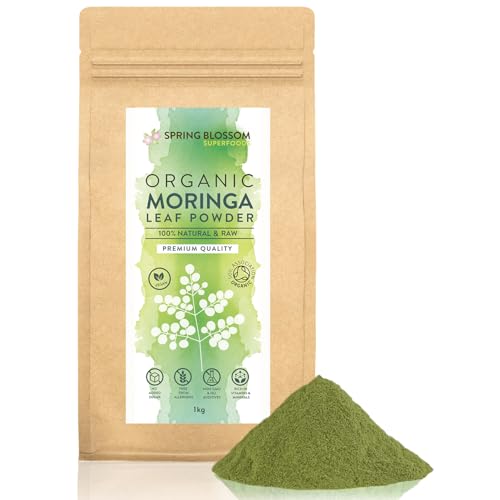 1KG Moringa Superleaf Powder Oleifera 100% Organic Raw Premium Quality Non-GMO Healthy Vegan Superfood Food Supplement Rich in Protein Amino Acids Antioxidants Dietary Fibre Vitamins & Minerals