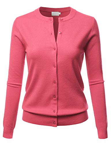 Image of LALABEE Women's Crew Neck Gem Button Long Sleeve Soft Knit Cardigan Sweater