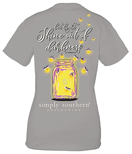 Simply Southern Let Light Shine Out of Darkness - Youth T-Shirt (as1, Alpha, s, Regular) Gray3