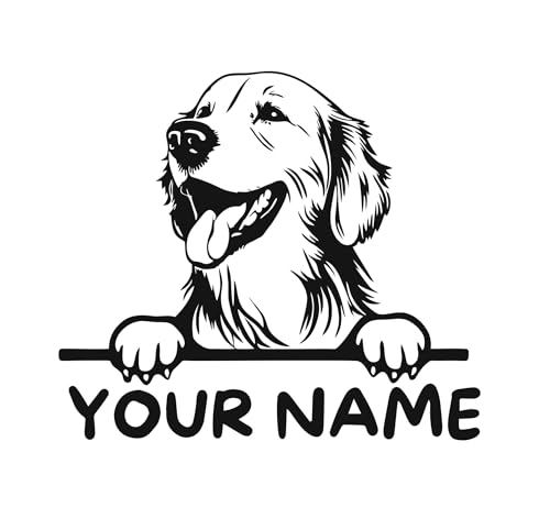AMA SHOP Aufkleber für Hunderasse Golden Retriever, personalisierbar mit Namen, geeignet für Auto-, Motorradhelm, Aufkleber, 10 cm