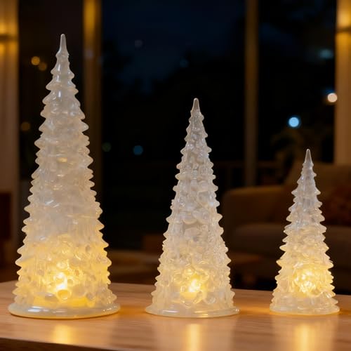 3er Pack Weißer Weihnachtsbaum, Weihnachtsbaum Set für den Tisch...