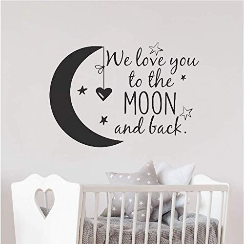 We Love You To The Moon And The Wall Decals Oferta De Guardería Moon And Stars Vinilos Decorativos Para Habitaciones Decoración Infantil Habitación Infantil 57X27Cm