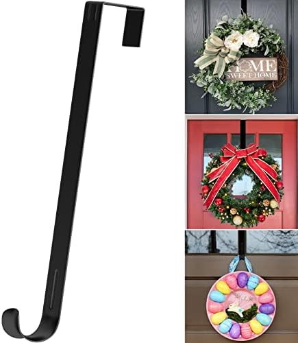 Wreath Door Hanger,12" Wreath Hangers for Front Door Décor,Easter Decorations,Ultra-thin Over the Door Hooks Organizer for Home,10lbs Metal Door Hanger,Welcome Sign for Front Door Christmas Halloween