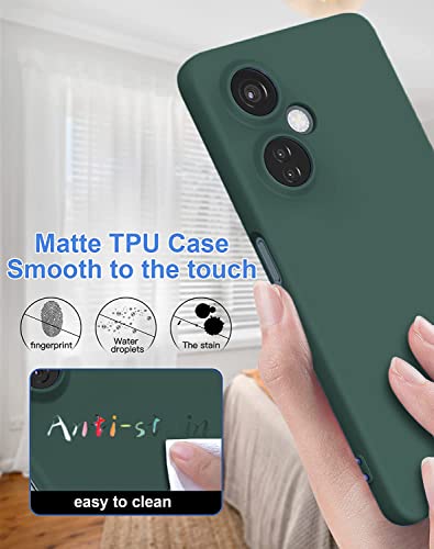 Image of DIZORO Microfiber Candy Case Compatible for Oneplus Nord CE3 Lite 5G Smooth Touch Cushion Liquid Soft Silicone Gel Rubber Phone Cases Non-Slip Full Body Protective Shockproof Back Cover - Forest Green