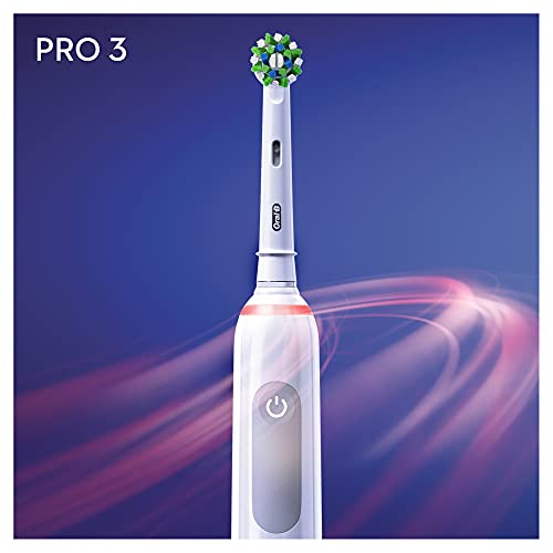 Oral-B PRO 3 3000 CrossAction Elektrische Zahnbürste/Electric Toothbrush, mit 3 Putzmodi und visueller 360° Andruckkontrolle für Zahnpflege, Geschenk Mann/Frau, Designed by Braun, weiß – Bild 4