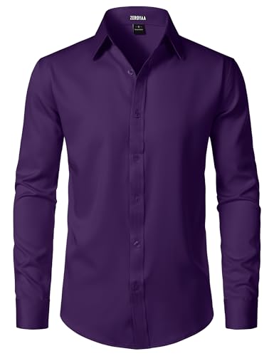 ZEROYAA Men's Wrinkle Free Long Sleeve Dress Shirt Business Casua...